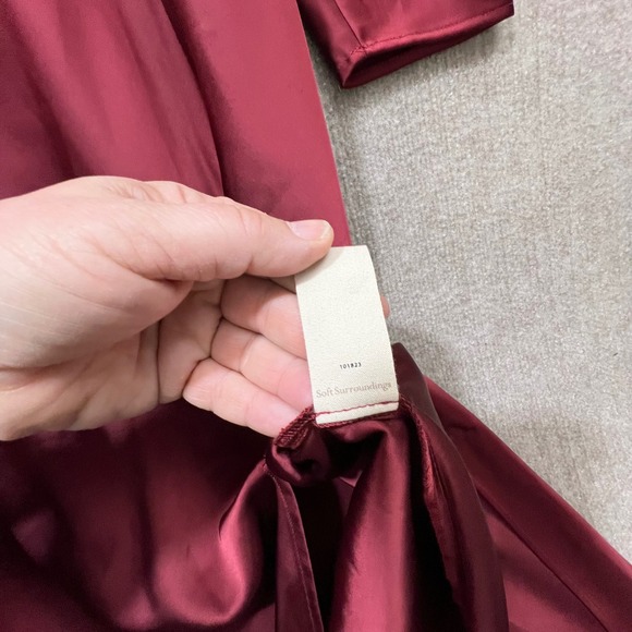 Soft Surroundings Solange Cabernet Satin Cowl Neck Long Sleeve Maxi Dress Sz 18 - Picture 6 of 7